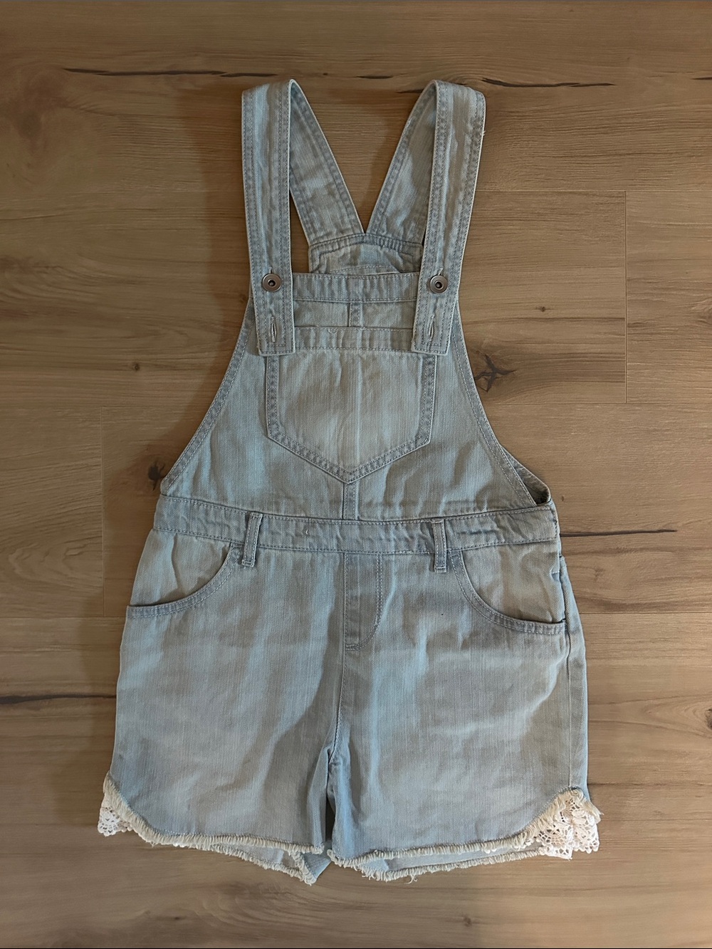 The Children's Place Light Denim Blue Short Overalls Romper